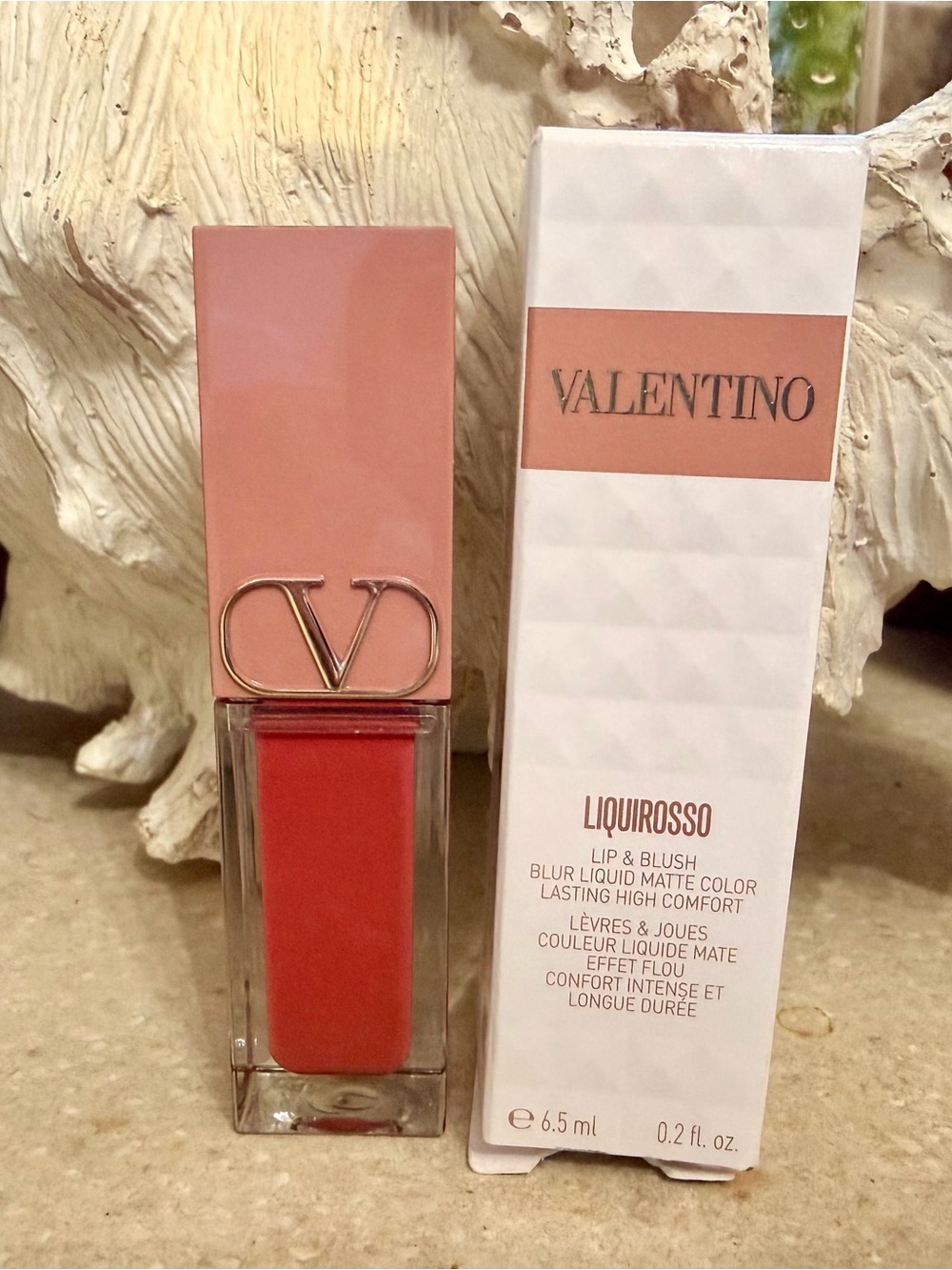 Valentino Liquirosso Blur Lip & Blush — Coral Orange